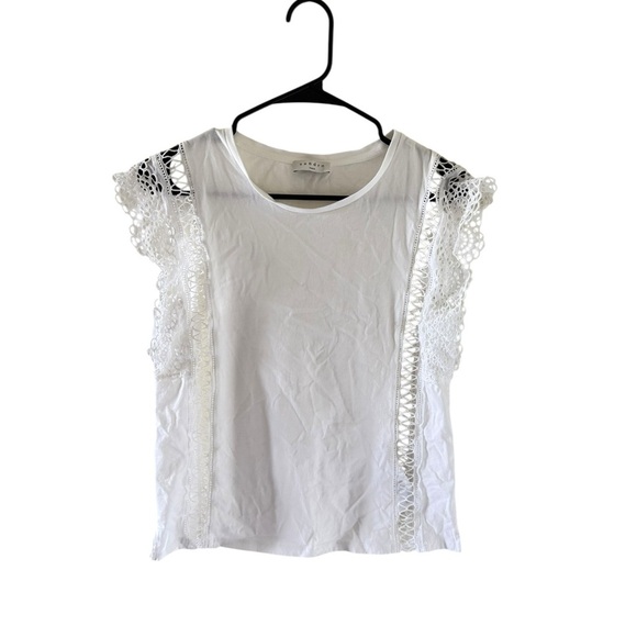 Sandro Paris White Lace Trim Womens Blouse - Picture 1 of 9